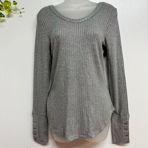 Chaser waffle knit long sleeve gray top, NEW with tags
